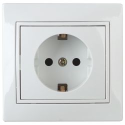 Розетка Intro Plano 1-202-01 с заземлением 2P+E Schuko 16А-250В IP20 СУ белый | Intro
