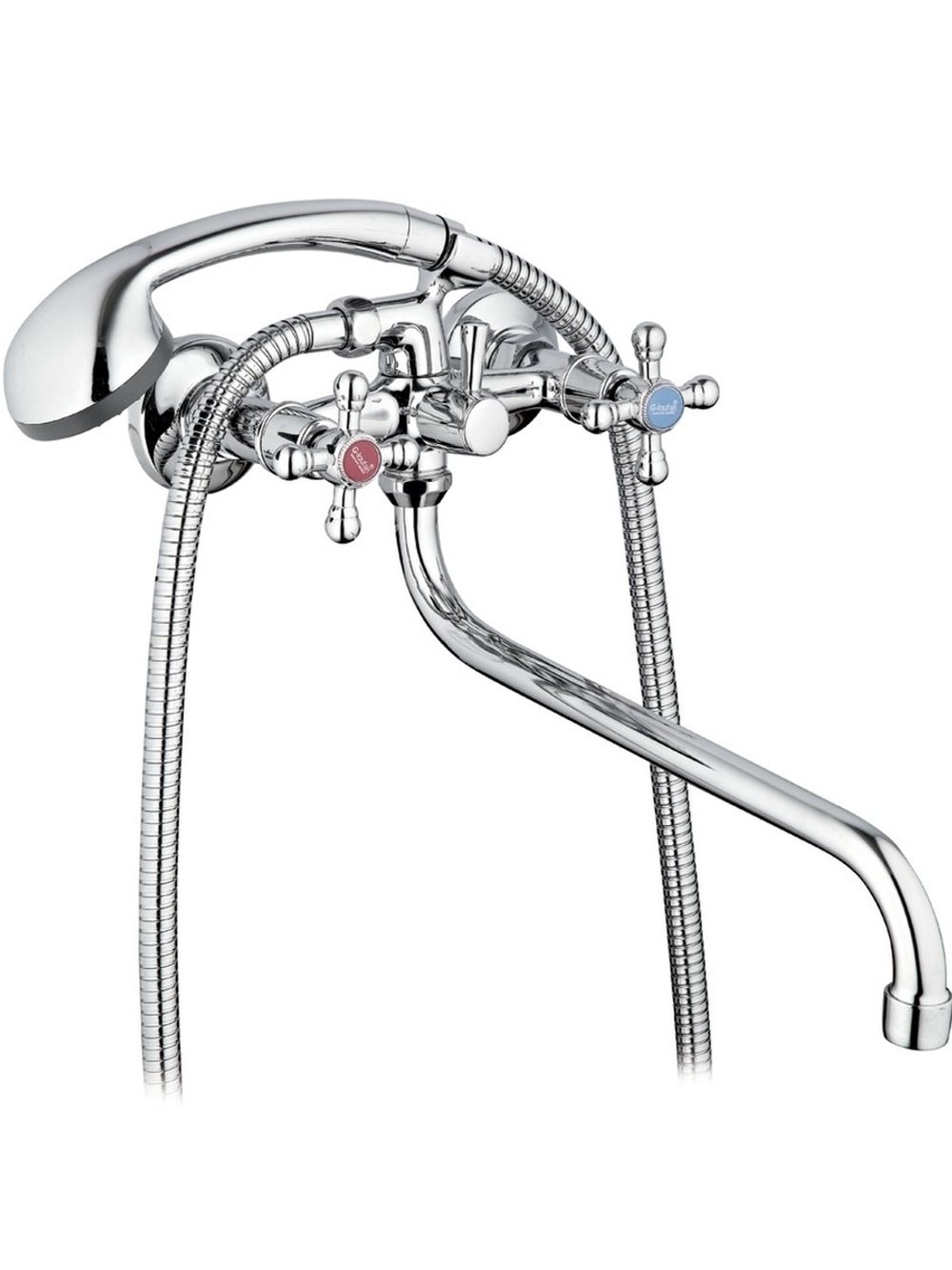 LML7-A605 Хром двурукий смеситель для ванны резиновая кранбукса