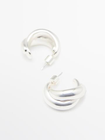 Massimo Dutti Незамкнутые серьги-кольца, серебряный