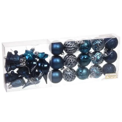 Набор ёлочных украшений «Elegant shine» 4 см (30 предмета), Сапфир