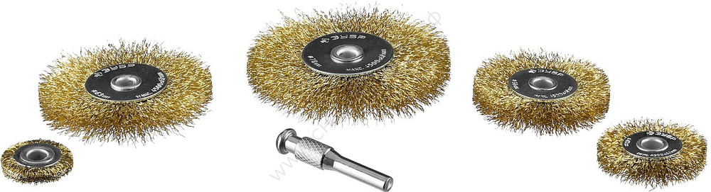 ЗУБР 5 шт., 25/40/55/63/78 мм, витая латунированная стальная проволока, Набор щеток крацовок дисковых, Профессионал (3521-H5)