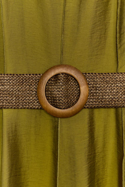 ZARA ПЛАТЬЕ МИДИ С ПОЯСОМ, ХАКИ