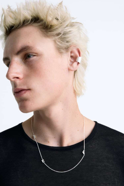 ZARA ЦЕПОЧКА С КОНТРАСТНОЙ ПОДВЕСКОЙ И СТРАЗАМИ, СЕРЕБРИСТЫЙ