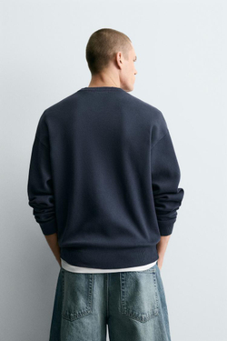 ZARA СВИТЕР ИЗ МЯГКОЙ ТКАНИ С РЕЛЬЕФНЫМ УЗОРОМ, СИНИЙ