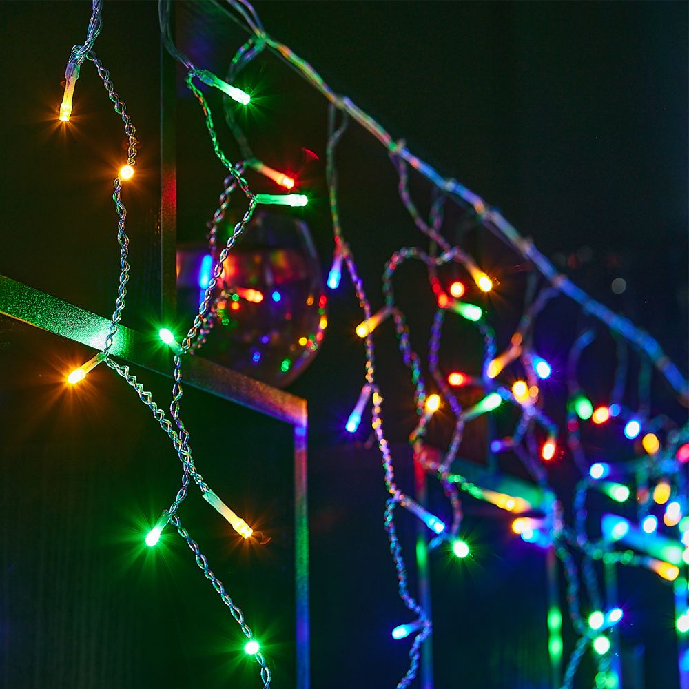 ULD-B6007-200-STK MULTI IP44 Бахрома светодиодная со статическим свечением. 6м. Соединяемая. 200 светодиодов. Разноцветный свет. Провод прозрачный. ТМ Uniel