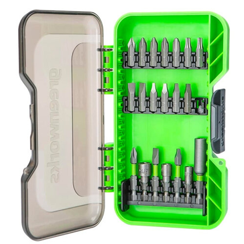 Набор GREENWORKS биты удар.головки торц.адаптеры,держатель магнит-ый (20 предметов) (2944007)