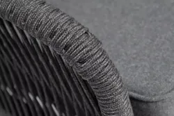 "Канны" диван модульный плетеный из роупа, каркас алюминий темно-серый (RAL7024) муар, роуп темно-серый круглый, ткань темно-серая 027