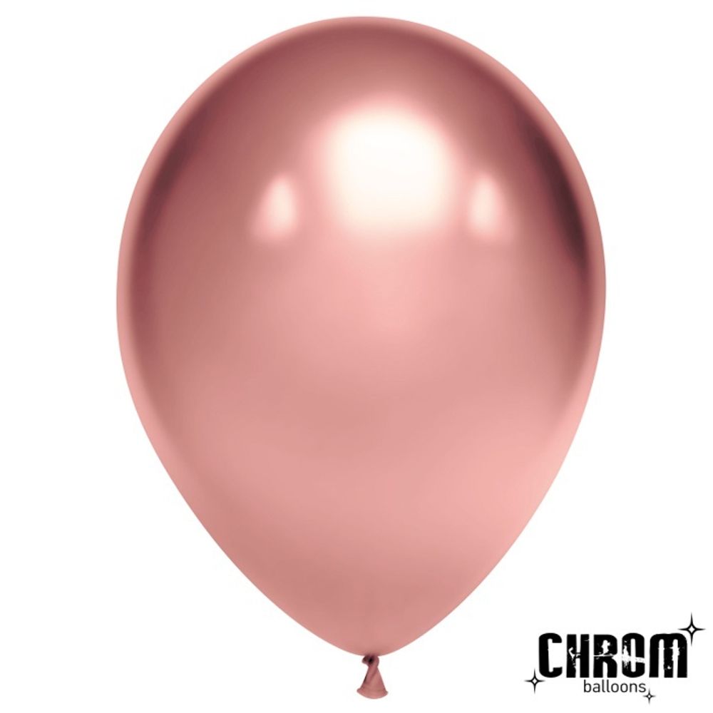 Воздушные шары Дон Баллон, хром розовое золото, 50 шт. размер 5&quot; #605131