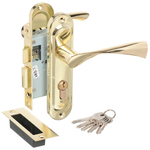 Замок врезной Trodos, 50/76-ЦМВ70 PB, 202064, ручка в комплект, цилиндровый, золот