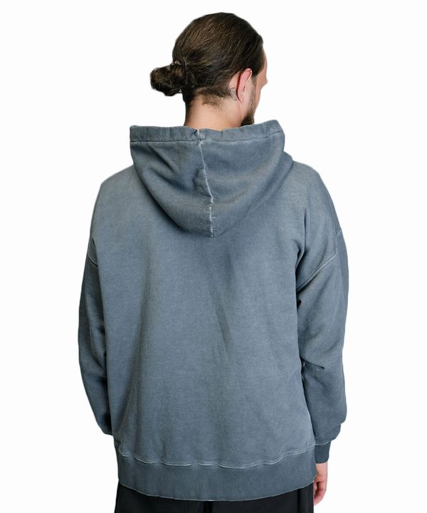 Худи Logo на молнии garment dye темно-серый - фото 4