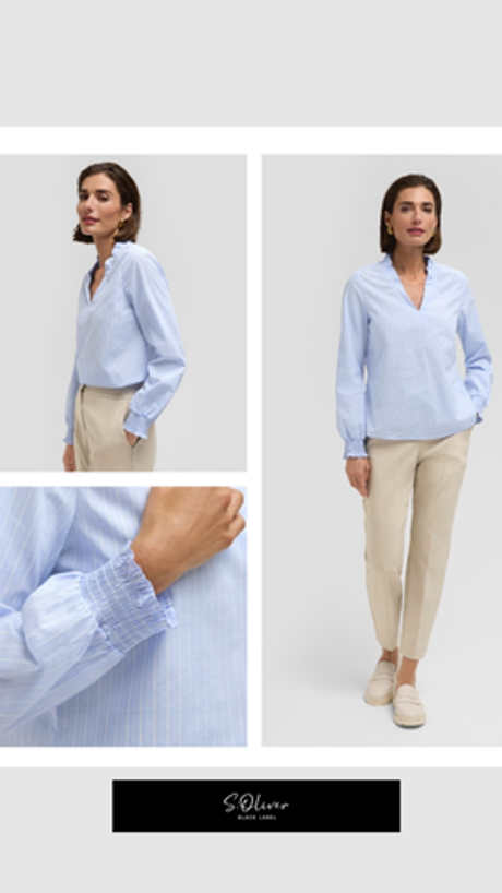 Хлопковая блузка в полоску Black Label