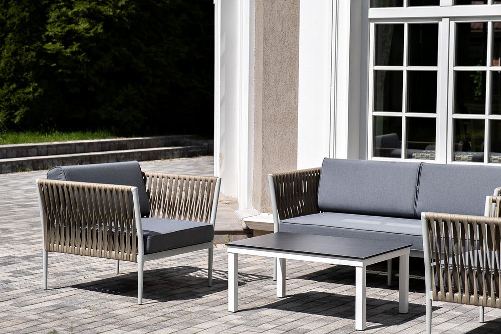 "Касабланка" лаунж-зона плетеная из роупа 4-местная, цвет серый