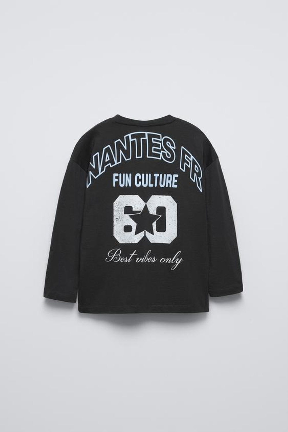 ZARA ЛОНГСЛИВ С НАДПИСЬЮ И ПРИНТОМ «ЦИФРЫ», АНТРАЦИТОВО-СЕРЫЙ