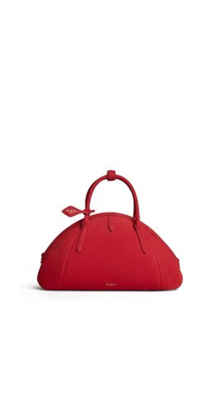 ALAÏA СУМКА С ВЕРХНЕЙ РУЧКОЙ ИЗ НУБУКА, ЯРКО-КРАСНЫЙ