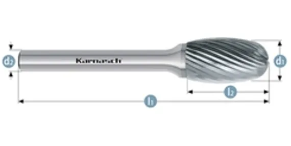 Борфреза твердосплавная Karnasch форма G, 3х10х3х38 мм, насечка HP-2, покрытие Blue-Tec, арт. 11.5060-012