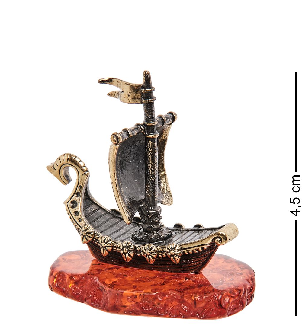 Народные промыслы AM-1561 Фигурка «Ладья» мал. (латунь, янтарь)