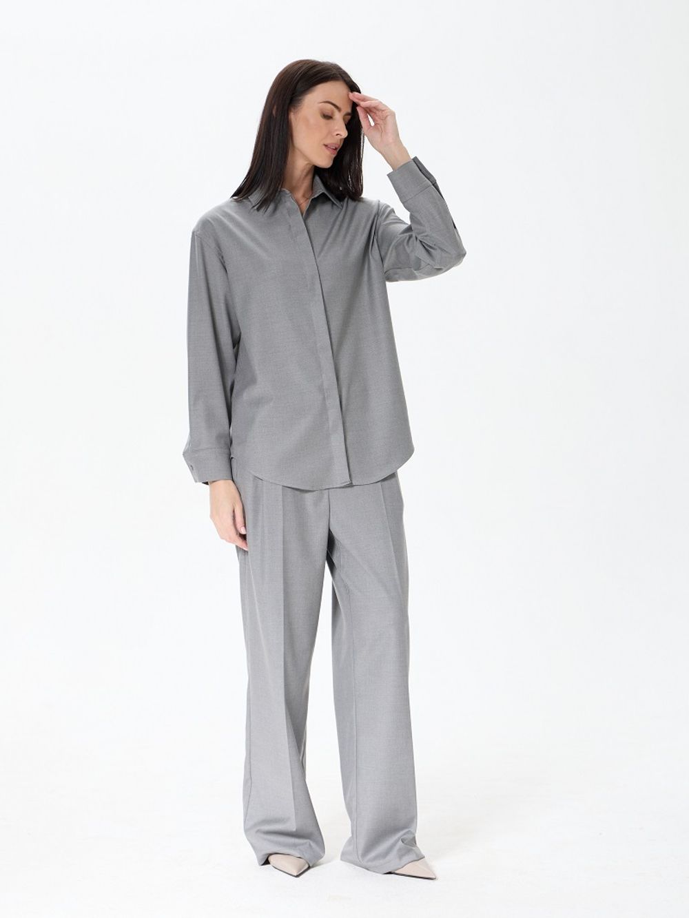 Рубашка Хельсинки серая смесовая шерсть