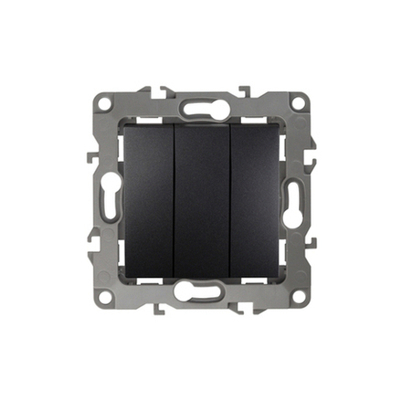 12-1107-05 ЭРА Выключатель тройной, 10АХ-250В, IP20, Эра12, антрацит