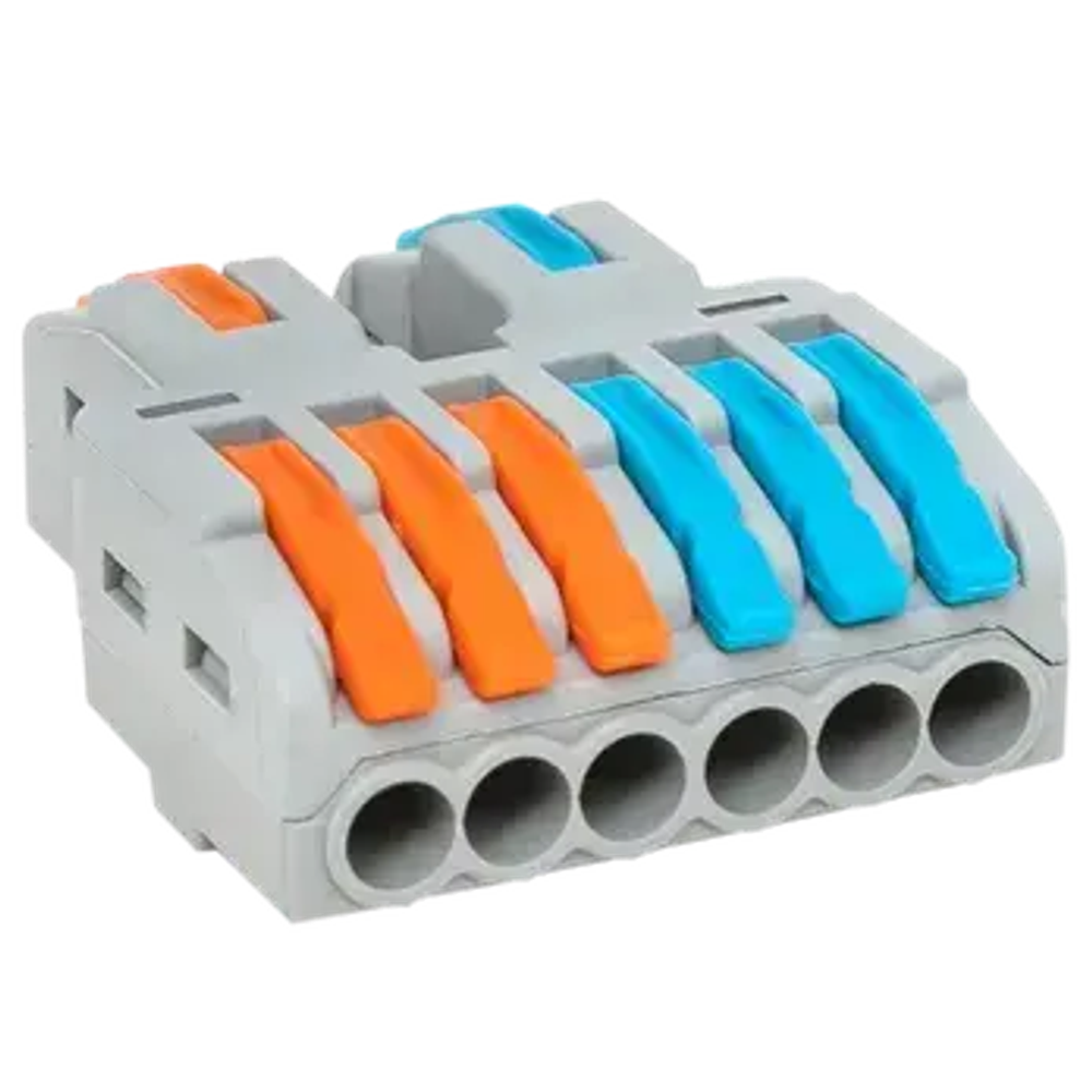 Строительно-монтажная клемма СМК 222-426 разветвительная 6 выходов 0,08-4 мм2 EKF