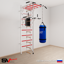 Шведская стенка Sv Sport усиленная 6452 (Турник рукоход/Брусья/Канат/Лестница/Цепь/Мешок 22кг)