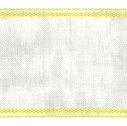Лента канвовая, льняная, с желтым кантом, 10 см, 100% лен (10130050/080611/0011061/01, Дания)