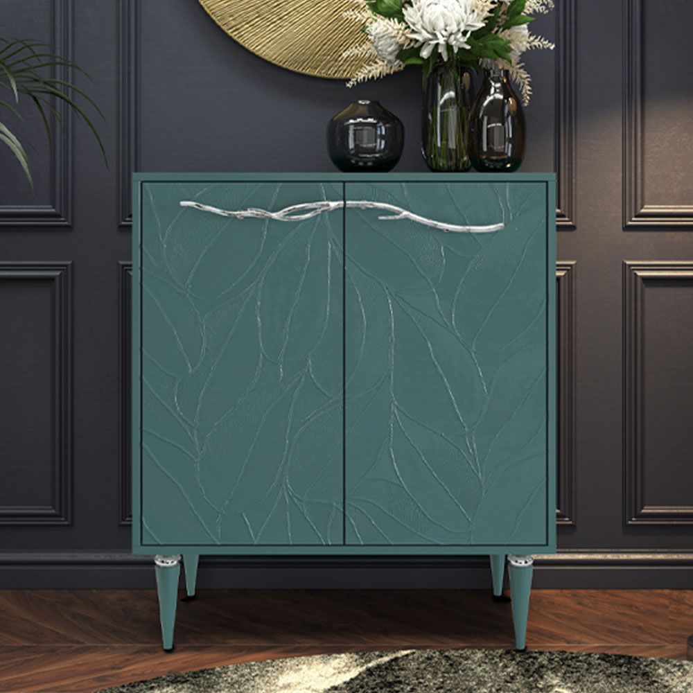 Комод Арт Колор leaves Классик Сильвер с 2 полками Пастельно-синий