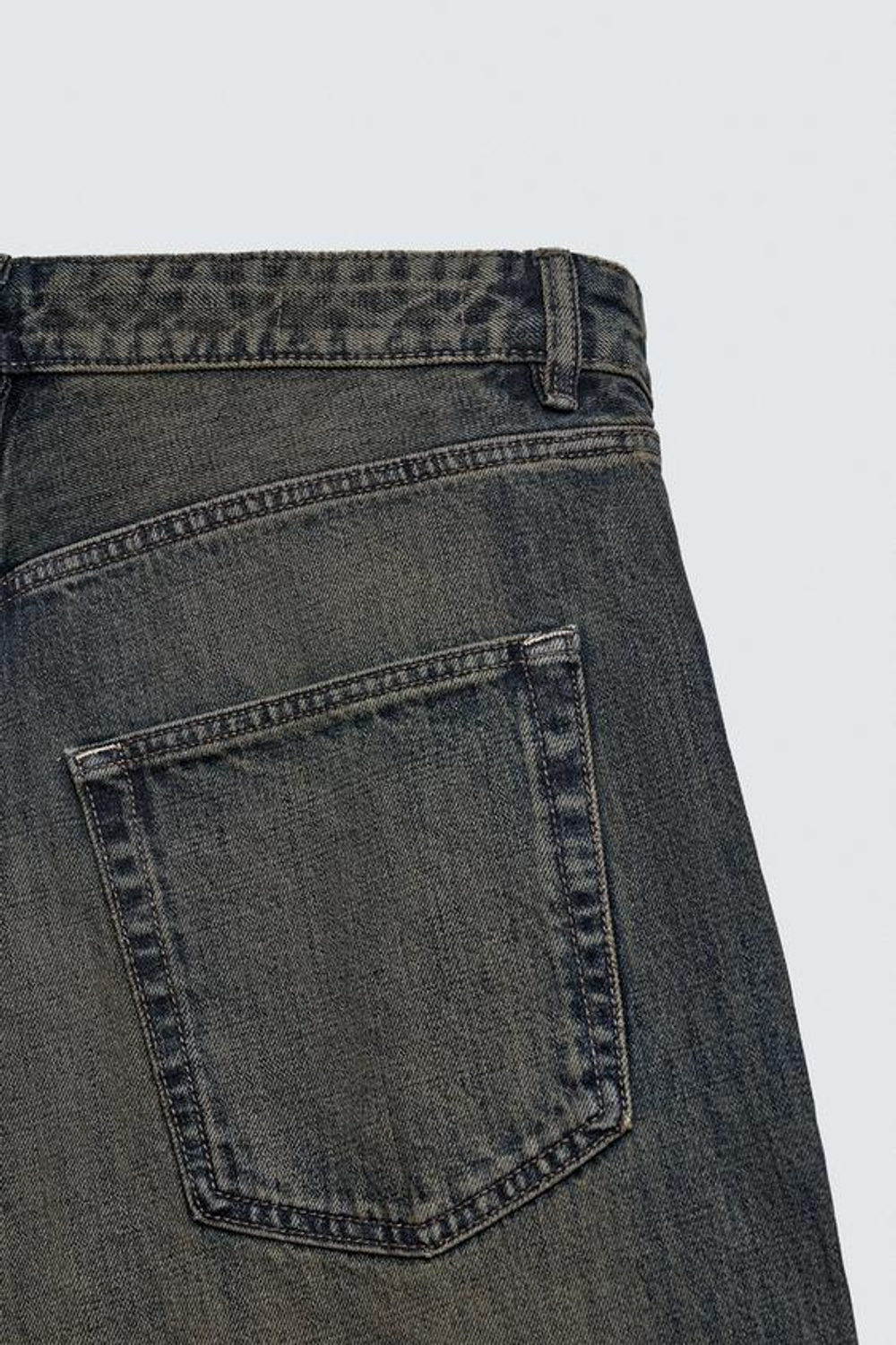 ZARA ДЖИНСЫ BAGGY FIT С РАЗРЕЗАМИ, ЗЕЛЕНОВАТО-СИНИЙ