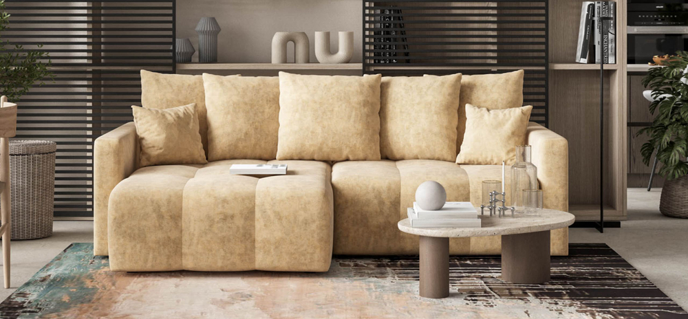 Угловой диван Босс Тренд Велюр Роял шампань