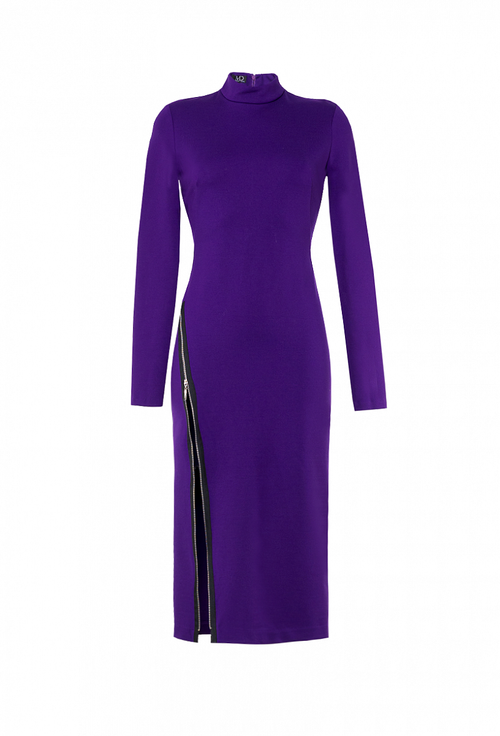 Трикотажное платье приталенного силуэта фиолетовое 09-04-22 SS