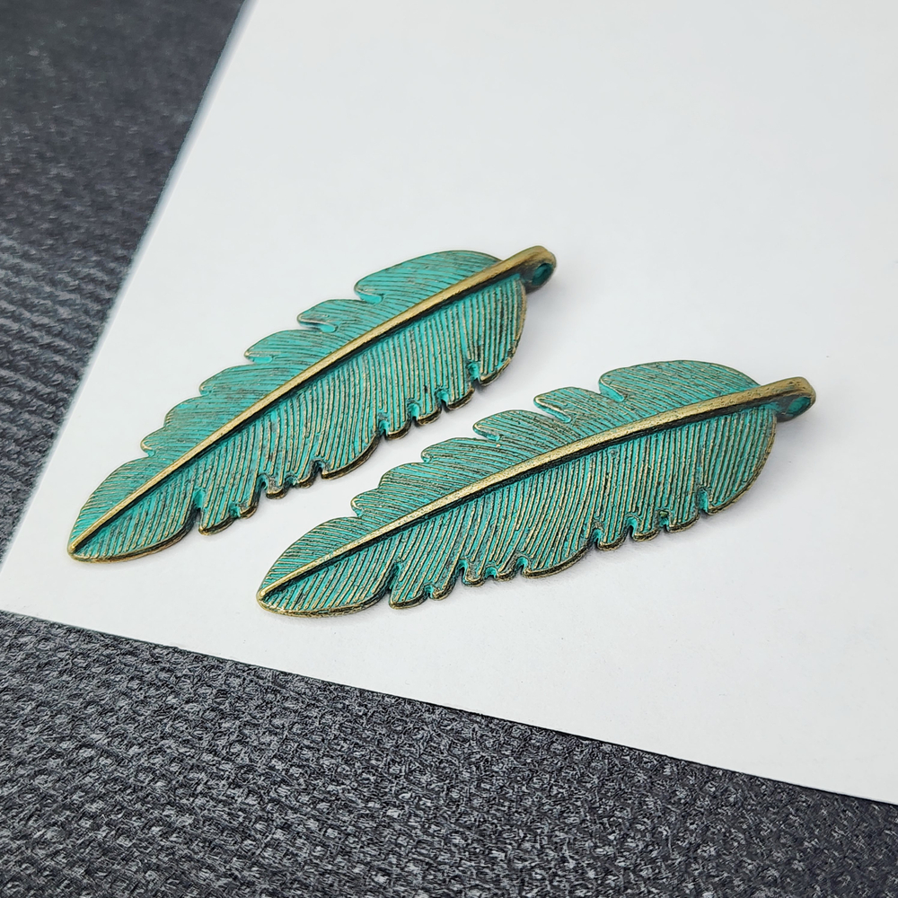 Подвеска лист, 45×19 мм, бижутерный сплав, штучно