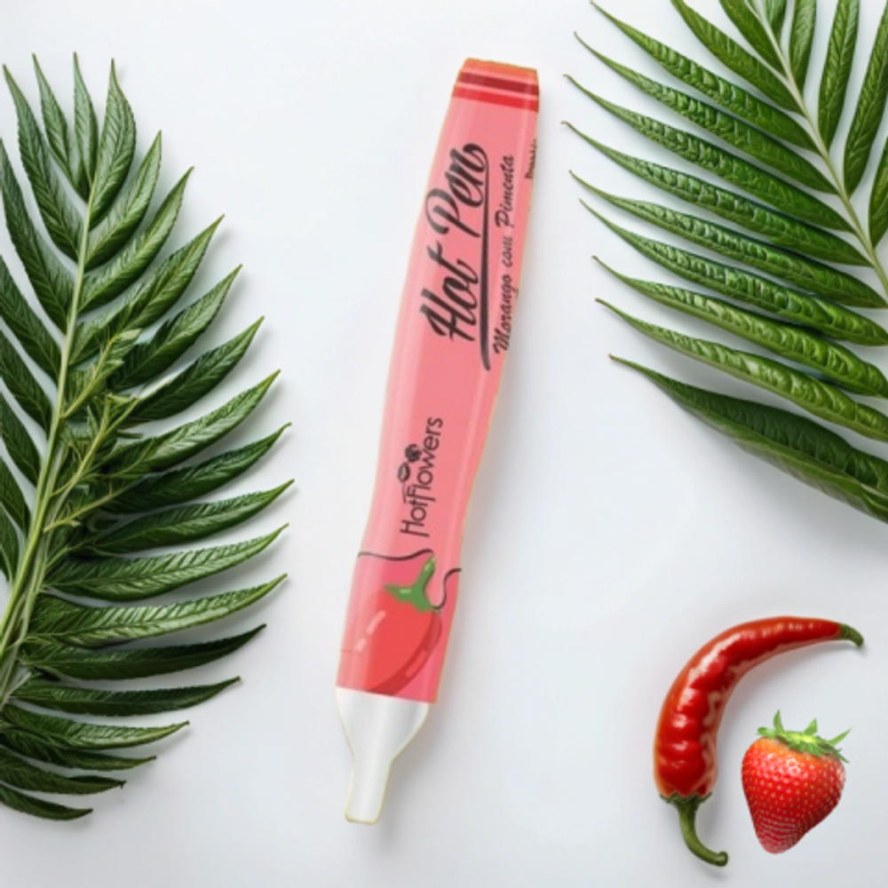 Ручка для рисования на теле Hot Pen Morango com Pimenta со вкусом клубники и острого перца