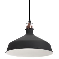 Светильник подвесной (подвес) ЭРА PL2 BK/RC металл, E27, max 60W, высота плафона 200мм, подвеса 780мм, черный/медь