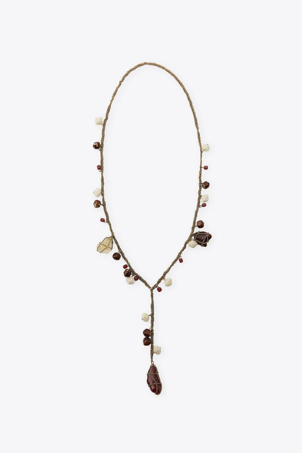 ZARA ОЖЕРЕЛЬЕ С ЦЕПОЧКАМИ И КАМНЯМИ, ЦВЕТ СОСТАРЕННОГО ЗОЛОТА