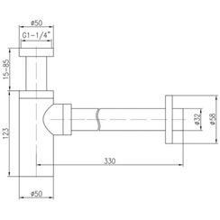 Сифон VIEIR для умывальника 11/4quot;х32мм, латунь, хром., без дон. клапана (20) VRQ34