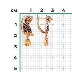 Серьги «Леопарды» с английским замком из красного золота с цитринами и эмалью