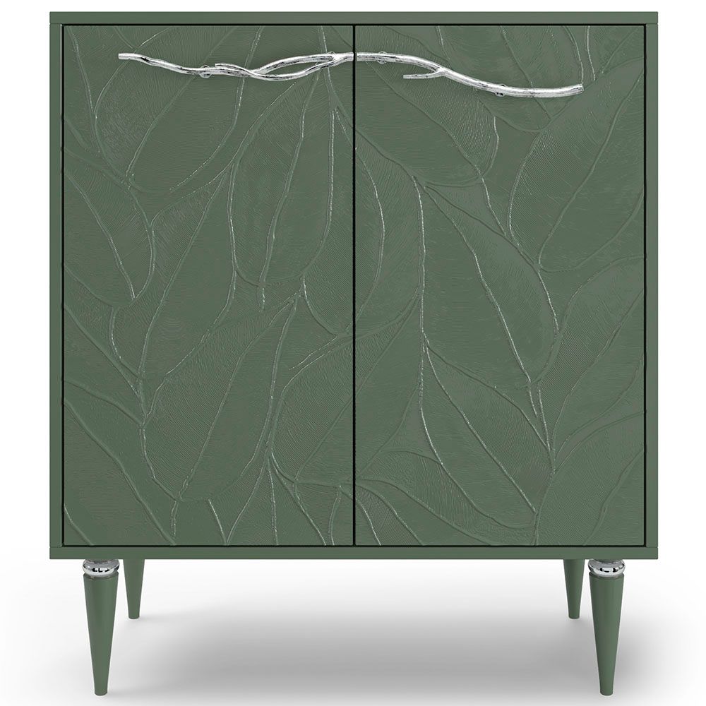 Комод Арт Колор leaves Классик Сильвер с 2 полками Зеленый нефрит