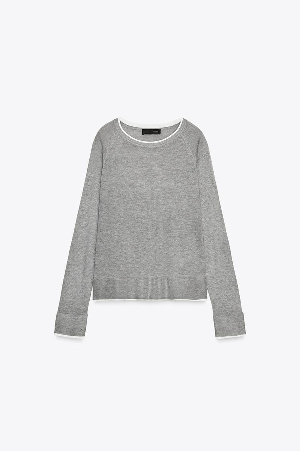 ZARA ТРИКОТАЖНЫЙ ДЖЕМПЕР, СЕРЫЙ МЕЛАНЖ