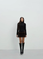 Платье с мехом, Коричневое