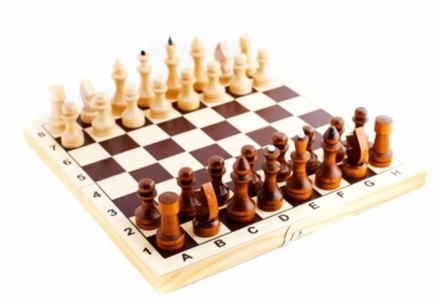 Шахматы обиходные с доской 290*145 мм (фанера) (деревянные фигуры)