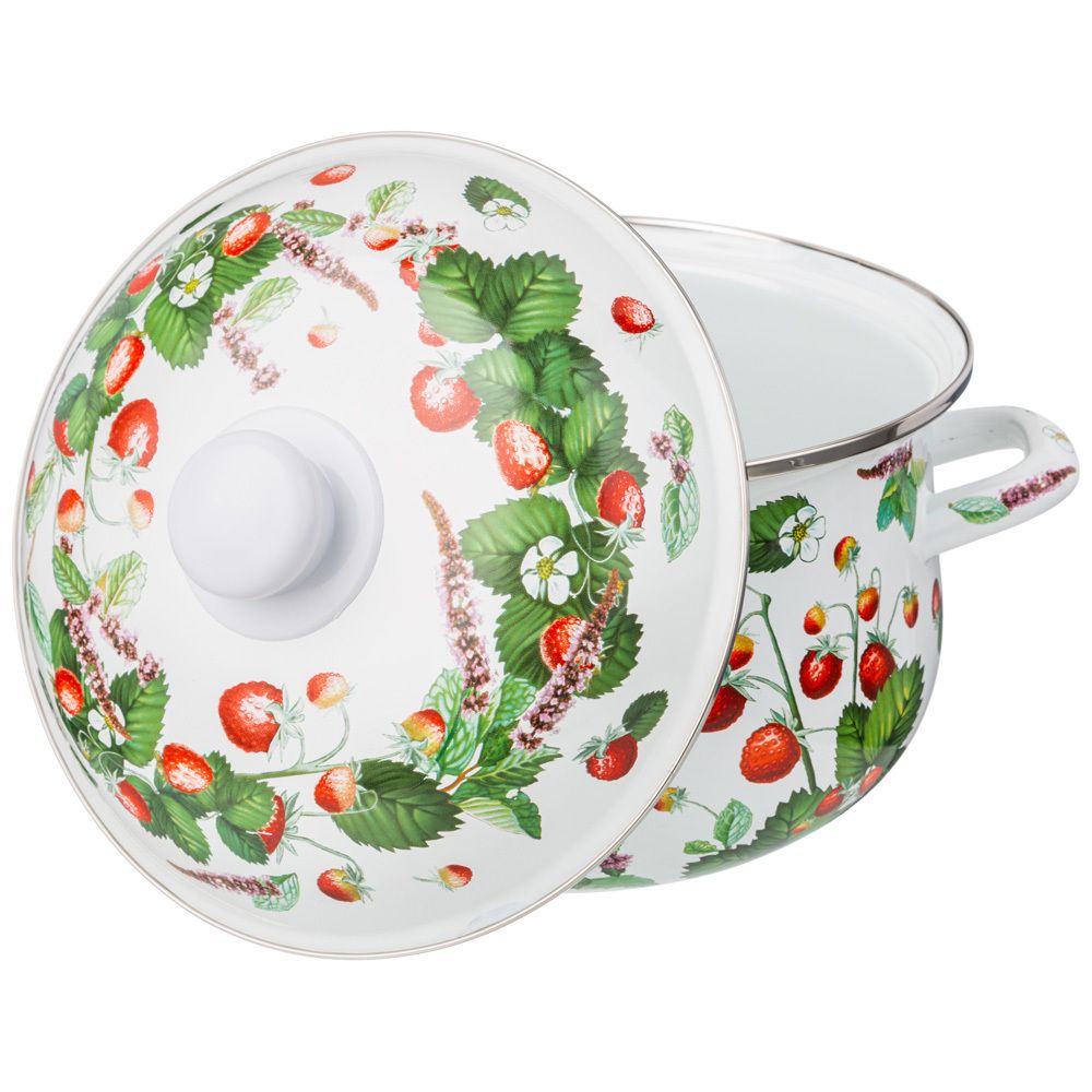 КАСТРЮЛЯ AGNESS ЭМАЛИРОВАННАЯ С ЭМАЛ.КРЫШКОЙ СЕРИЯ "ФРУКТОВАЯ КОРЗИНА", 3.6 Л, 22*13 СМ