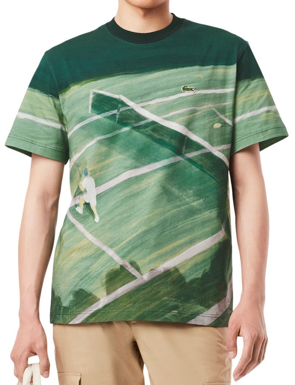 Мужская теннисная футболка Lacoste Classic Fit Tennis Print - зеленый