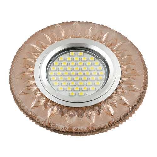 DLS-L141 GU5.3 GLASSY/LIGHT TEA Светильник декоративный встраиваемый, серия Luciole. Без лампы, цоколь GU5.3. Доп. светодиодная подсветка 3Вт. Стекло.