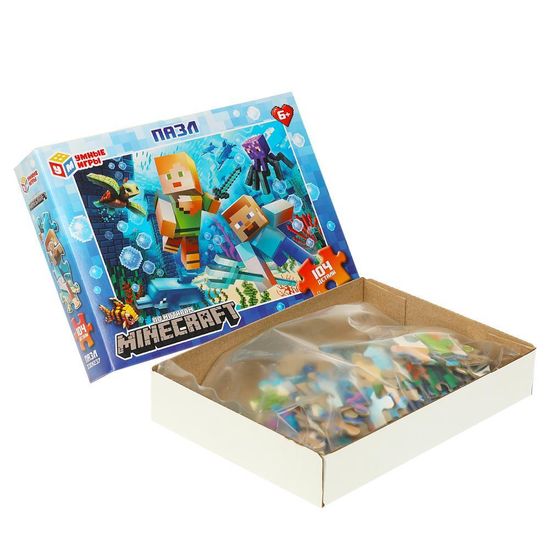 Пазл классический в коробке. Minecraft. Под водой. 104 детали. 190х141х35 мм. Умные игры