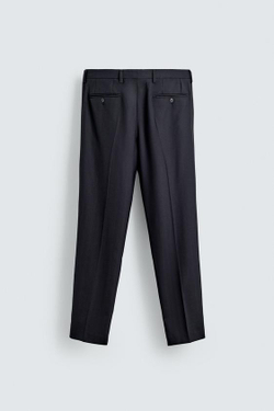 ZARA КОСТЮМНЫЕ БРЮКИ В ЕЛОЧКУ, МОРСКОЙ СИНИЙ