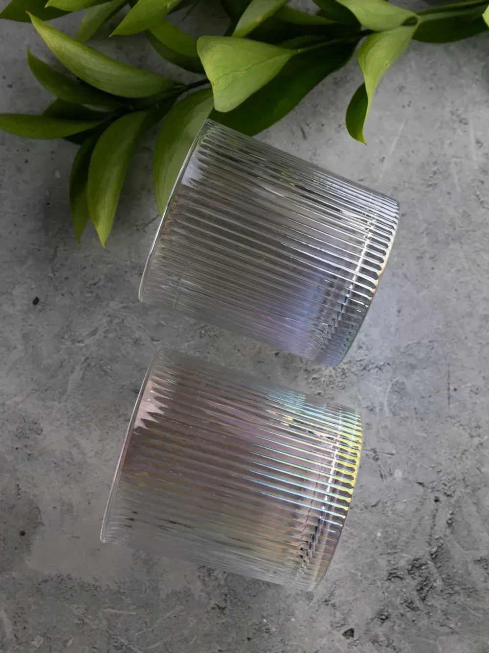 Набор ребристых бокалов для виски, 350 мл. 6 шт. перламутр