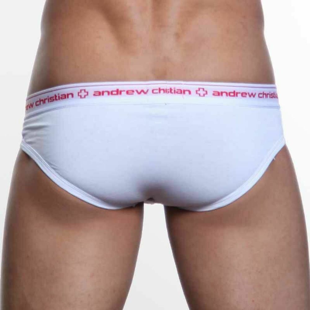 Мужские трусы брифы белые Andrew Christian Cotton Brief