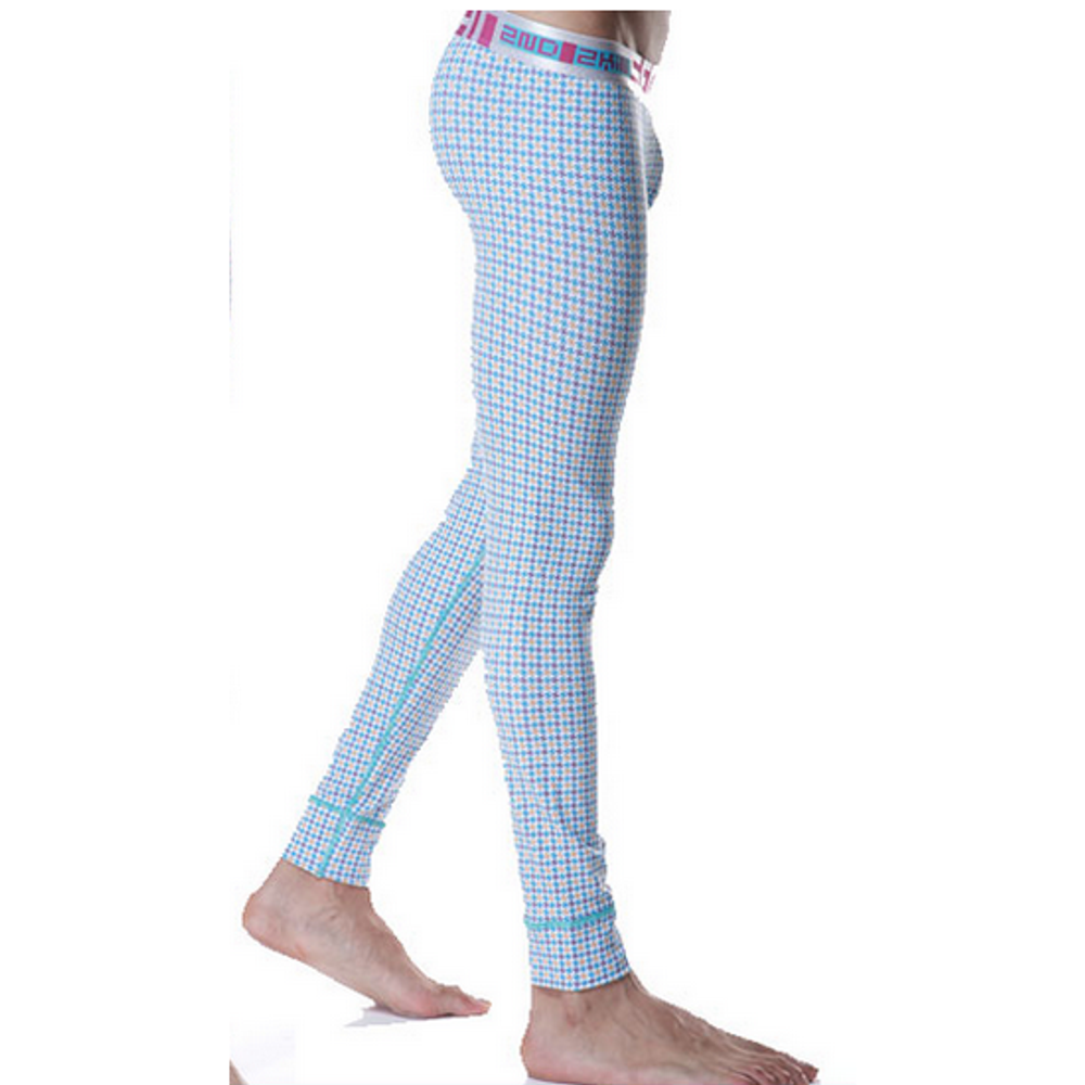 Мужские кальсоны голубые Seobean Long Johns Blue Check