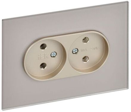 Розетка 2-м SKANDY 10А без заземл. без защ. шторок для плоской вилки SK-R03Sh шампань IEK SK-R20-10-K37