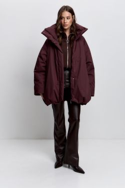 Куртка-баллон зимняя Айсель винного цвета