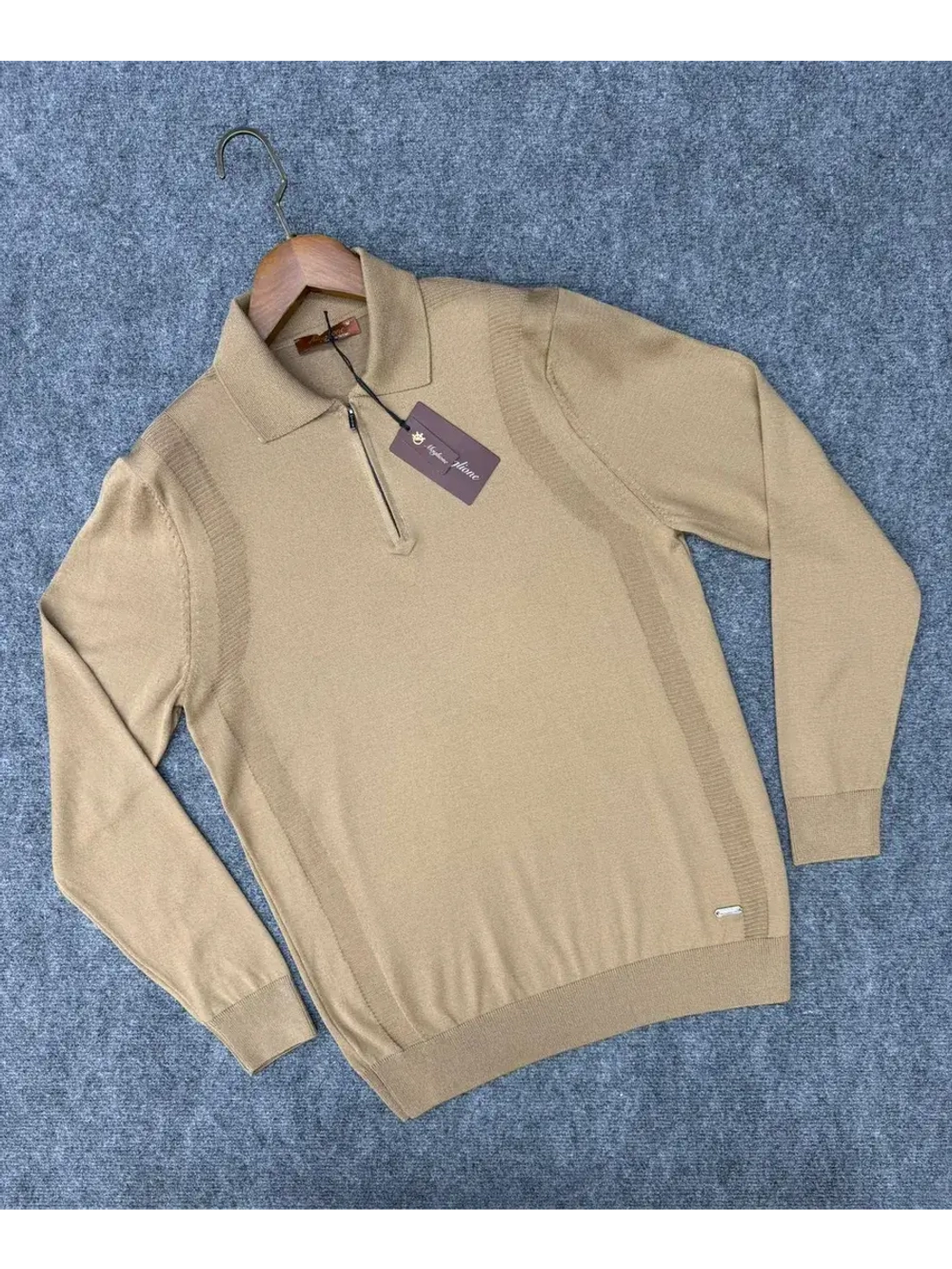 Лонгслив мужской, Поло с длинным рукавом